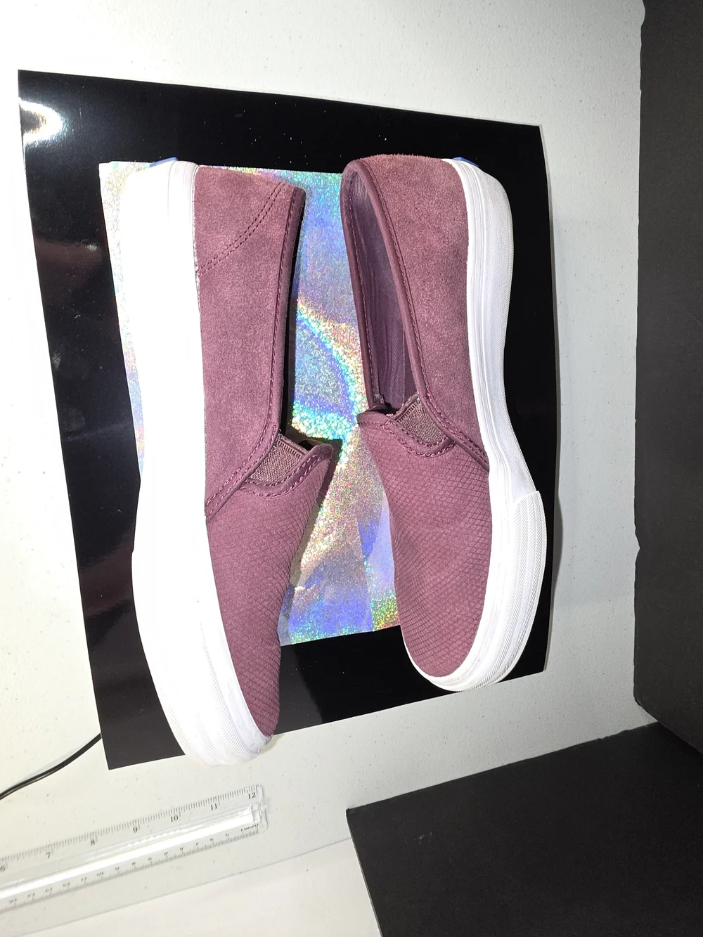 Keds Double Decker Perf Suede Slip-On Platform Sneakers Plum/ Burgandy 6.5 US